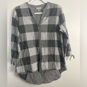 Habitat Clothes to Live In black/white plaid tunic size small gingham winter